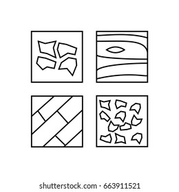 Set of floor material line icons