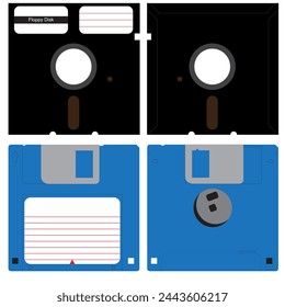 Diskettensatz in 3,5- und 5,25-Zoll-Version, 3 ½- und 5,25-Zoll-Diskettenspeicher, Retro-Speichermedien