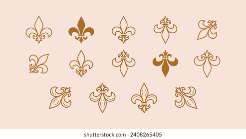 	
Set Flor de lis symbol vector illustration icon.