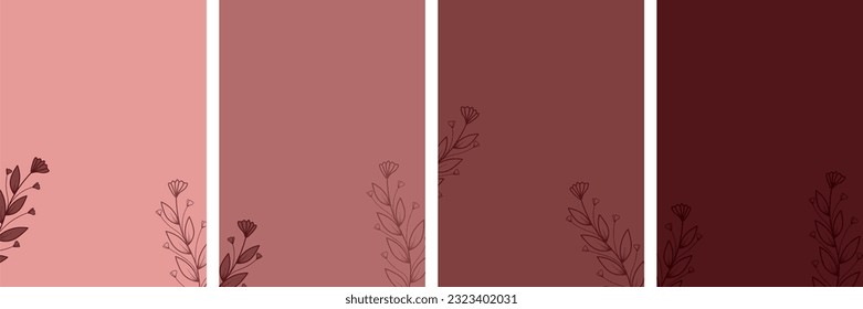 Conjunto de fondo floral abstracto, plantillas de afiches de estilo mínimo con flores de dibujo.