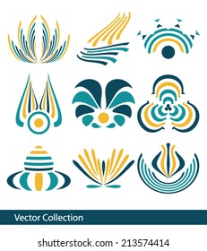 Set of floral abstract elements