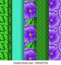 Set of floral abstract pattern, hand drawn texture for Wedding, Bridal, Valentine's day or Birthday Invitations. Flower background. Fabric or paper print.