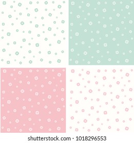Set of floral abstract patterns in pastel tones