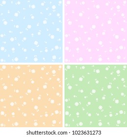 Set of floral abstract patterns in pastel tones