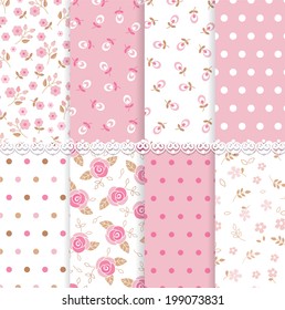 Set of floral abstract seamless patterns