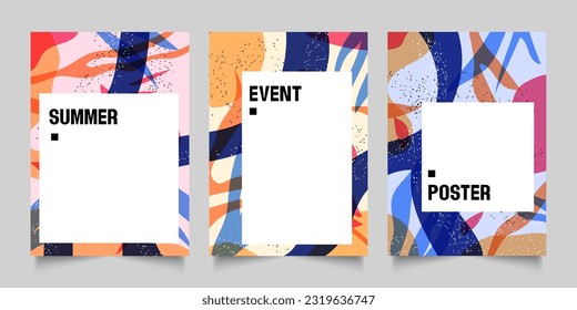 Set of Floral Abstract Shapes Poster, Creative Flyer template for Print and Digital, Vector Illustration