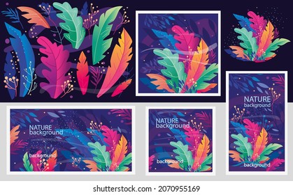 Set of Floral abstract vector illustrations Modern trendy style