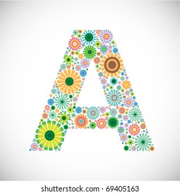 set of floral alphabet-letter A