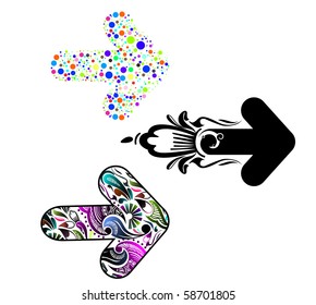 set of floral arrow with used in your own project icon, vector illustration