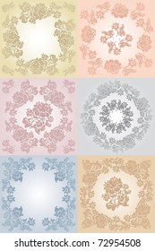 Set floral background gray, blue, yellow, beige, pink