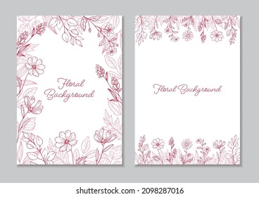 Set of Floral Background with Vector Illustrations