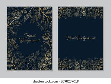 Conjunto de fondo floral con ilustraciones vectoriales