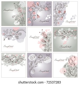set of floral backgrounds