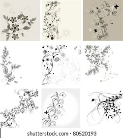 set of floral backgrounds