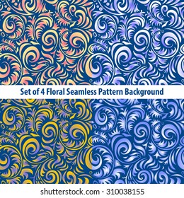 set Floral Backgrounds Gorgeous seamless floral background art