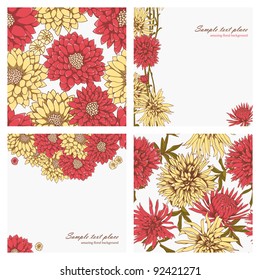 Set of floral backgrounds and seamless patterns