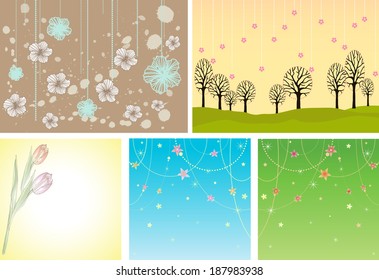 Set floral backgrounds for spring or summer design