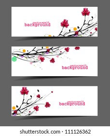 set of floral banner, flower vector header template.