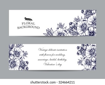 Set of floral banners