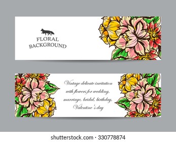 Set of floral banners