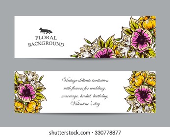 Set of floral banners
