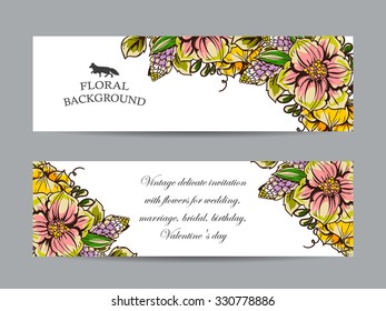 Set of floral banners