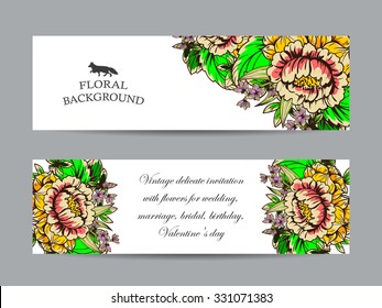 Set of floral banners