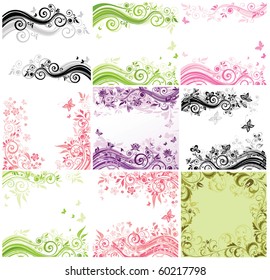 Set of floral banners