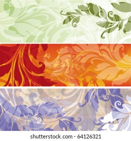 set of floral banners