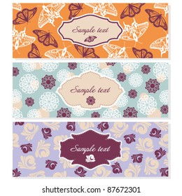 set of floral banners