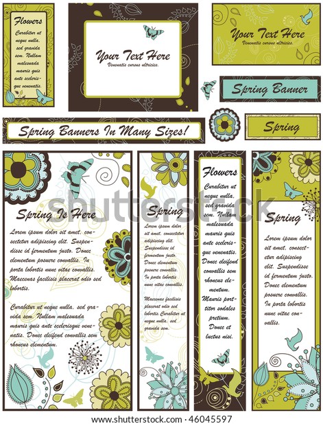 Set Floral Banners Adverts Many Different Stock Vector Royalty Free