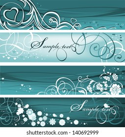 Set of Floral Banners. All elements and textures are individual objects. Vector illustration scale to any size.