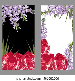 Set of floral banners. For invitations, greetings, birthday, Women's Day and other festive designs.