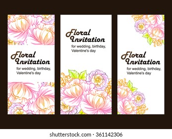 Set of floral banners. Romantic vector illustration.