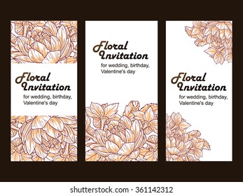 Set of floral banners. Romantic vector illustration.