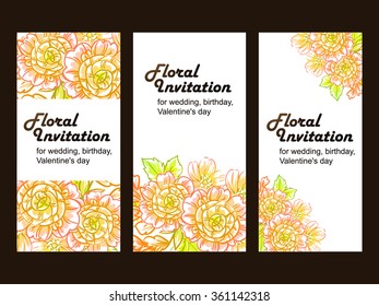 Set of floral banners. Romantic vector illustration.