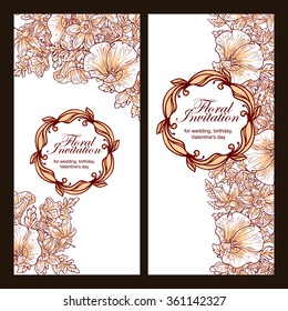 Set of floral banners. Romantic vector illustration.