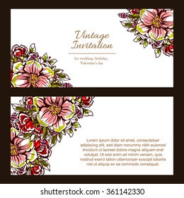 Set of floral banners. Romantic vector illustration.