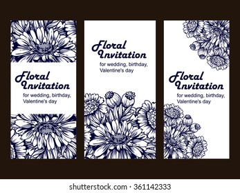 Set of floral banners. Romantic vector illustration.