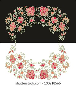 Set of floral border ornaments, frames