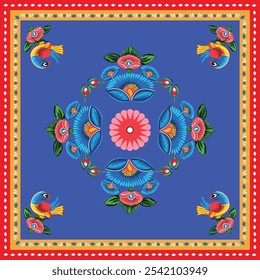 A set of floral borders with a border of flowers Colorful Rickshaw painting