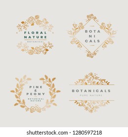 Set of floral botanical frame vectors