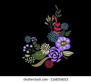 Set of floral bouquet isolated on white background