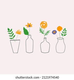 Set of floral bouquets on soft light background. Floral vector composition or cards, stickers, birthday, sublimation print, mother's day design.