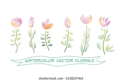 Set of floral branch. Flower pink, yellow , green leaves. Wedding concept with Floral arrangements. vector design.