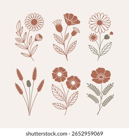 Set van bloemtakken. Bloem roze roos, groene bladeren. Trouwconcept met bloemen. Bloemen poster, uit te nodigen. Vector regelingen voor wenskaart of uitnodiging ontwerp
