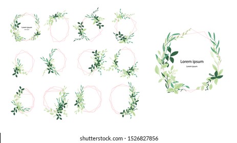 Set of floral branch. Flower and rose decoration frame for wedding logo. Floral poster, Vector arrangements for greeting card or invitation design template vector