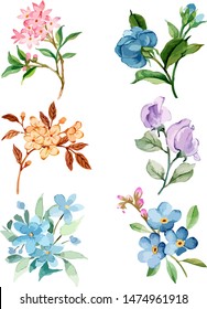 Set of floral branch.  green leaves. Wedding concept with flowers. Floral poster, invite. Vector arrangements for greeting card or invitation design