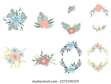 Set of floral branch. Floral poster, invite. Vector arrangements for greeting card or invitation design