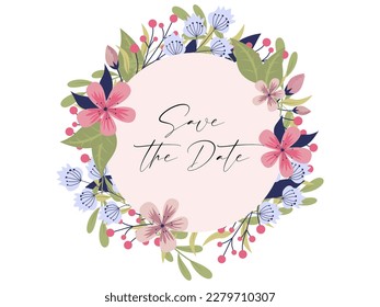 Conjunto de rama floral. Concepto de bodas con flores. Afiche floral, invitación. Disposiciones de vectores para el diseño de tarjetas de felicitación o invitaciones